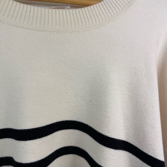 For The Republic Cream and Black Striped Crew Neck Sweater Size XXL - Picture 7 of 12